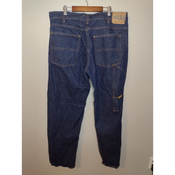 Vtg Prsn Blu Men's Straight Leg Jeans 38x32 Dark Wash Blue Denim Pants D - Picture 3 of 3